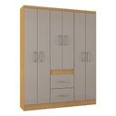 Ver imagem 5 de Cômoda 867 4 Gavetas com Guarda Roupa Casal Milão 6 Portas Damasco Off White - Poquema