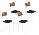 Ver imagem 1 de Kit 4 Cadeiras Atlanta Corino Tempest Preto e Rattan Carvalho Tubo Branco