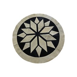 Tapete de Couro Natural Mandala Vermelho Branco 1,60 Diametro - 1