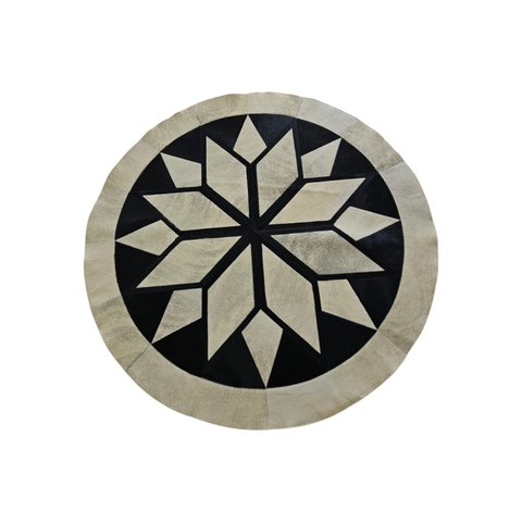 Tapete de Couro Natural Mandala Vermelho Branco 1,60 Diametro
