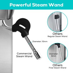 Casabrews Máquina de Espresso 20 Bar com Vaporizador de Leite (prata) - 5