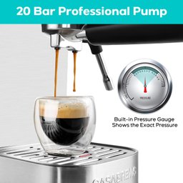 Casabrews Máquina de Espresso 20 Bar com Vaporizador de Leite (prata) - 3
