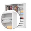 Ver imagem 5 de Guarda Roupa Casal CR35564 3 Portas de Correr 3 Gavetas MDP com Espelhos Branco-Madeirado