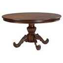 Ver imagem 2 de Kit Mesa 1,30 + 4 Cadeiras Medalhão Entalhadas Imbuia Envelhecido e Veludo Vermelho