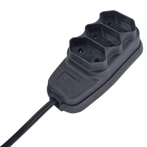 Extensão eletrica 10A 8 metros com 3 Tomada de 2 pinos Ilumi:Preto