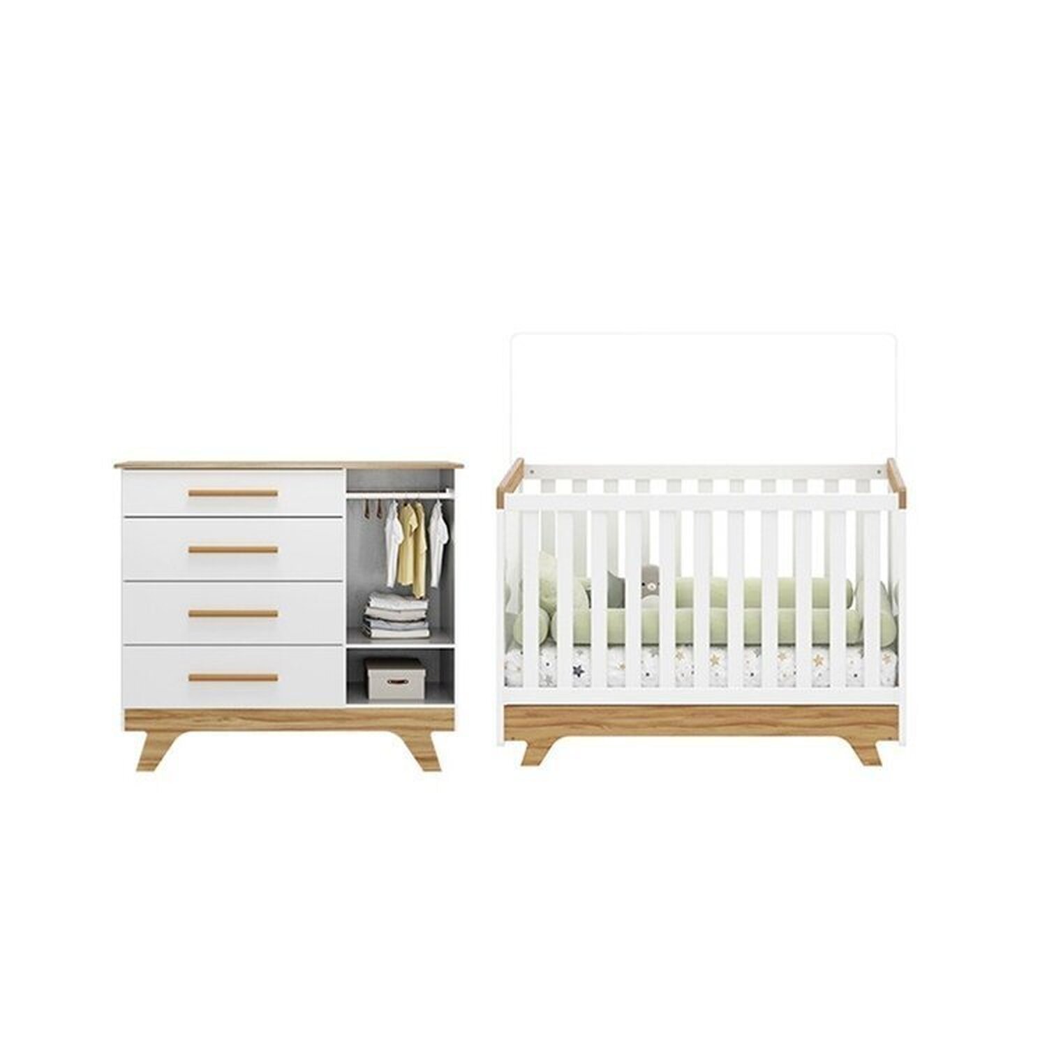 Quarto de Bebê com Berço 2 em 1 e Cômoda 100% Mdf Kakau Retrô Espresso Móveis - 3