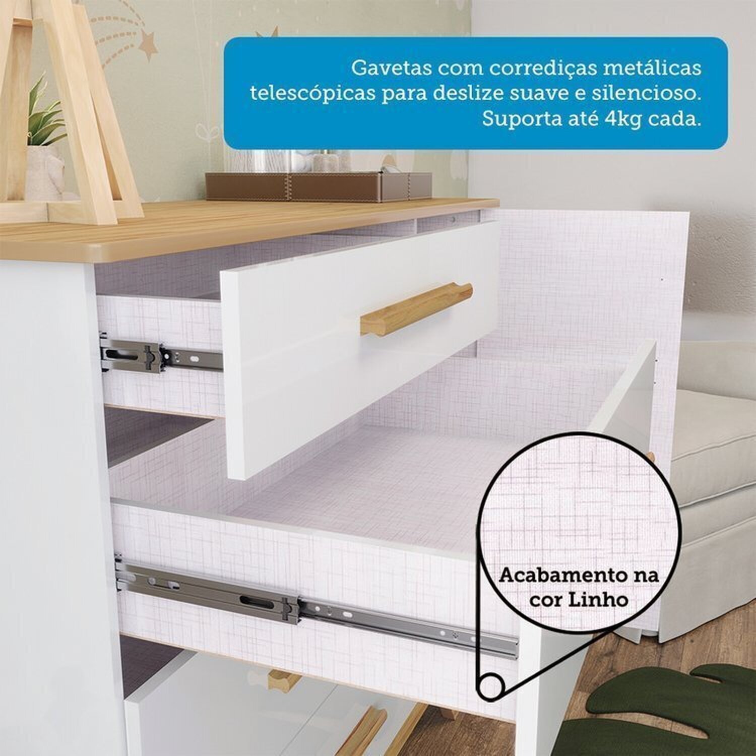 Quarto de Bebê com Berço 2 em 1 e Cômoda 100% Mdf Kakau Retrô Espresso Móveis - 11