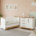 Ver imagem 1 de Quarto de Bebê com Berço 2 em 1 e Cômoda 100% MDF Kakau Retrô Yescasa Branco Brilho/Amêndoa