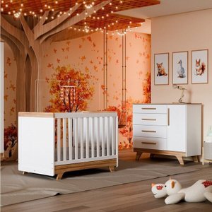 Quarto de Bebê com Berço 2 em 1 e Cômoda 100% Mdf Kakau Retrô Espresso Móveis
