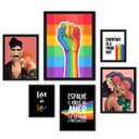 Ver imagem 1 de Composição 6 Quadros Decorativos Lgbt - com Vidro:madeira Branca
