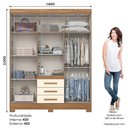 Ver imagem 2 de Guarda Roupa Solteiro B375 Nature Off White Henn - Briz Móveis