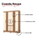 Ver imagem 4 de Guarda Roupa Solteiro B375 Nature Off White Henn - Briz Móveis