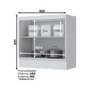 Ver imagem 3 de Balcão 2 Portas 80cm com Tampo e Aéreo Basculante Americana Branco - Móveis Henn