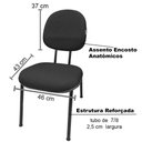 Ver imagem 4 de Cadeira Executiva Fixa Pé Palito Reforçada Para Escritório Recepção Igreja Tecido Preta