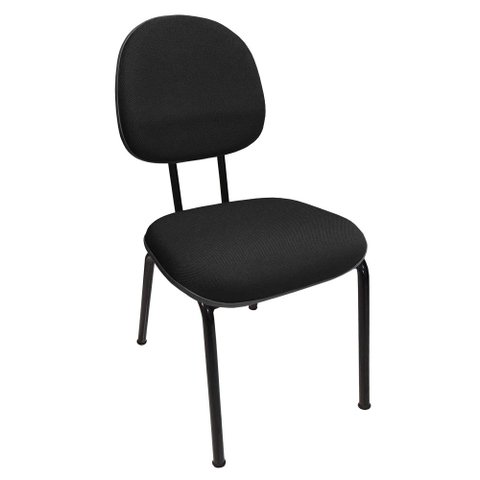 Cadeira Executiva Fixa Pé Palito Reforçada Para Escritório Recepção Igreja Tecido Preta