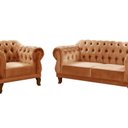 Ver imagem 2 de Sofá 2 e 1 Lugares Duquesa Decoração Sala Recepção Retrô Cobre Terracota