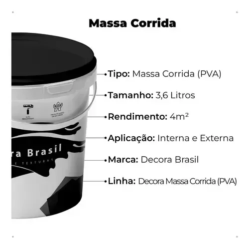 Massa Corrida Interna Pva Decora Brasil Secagem Rápida - 14l - 3