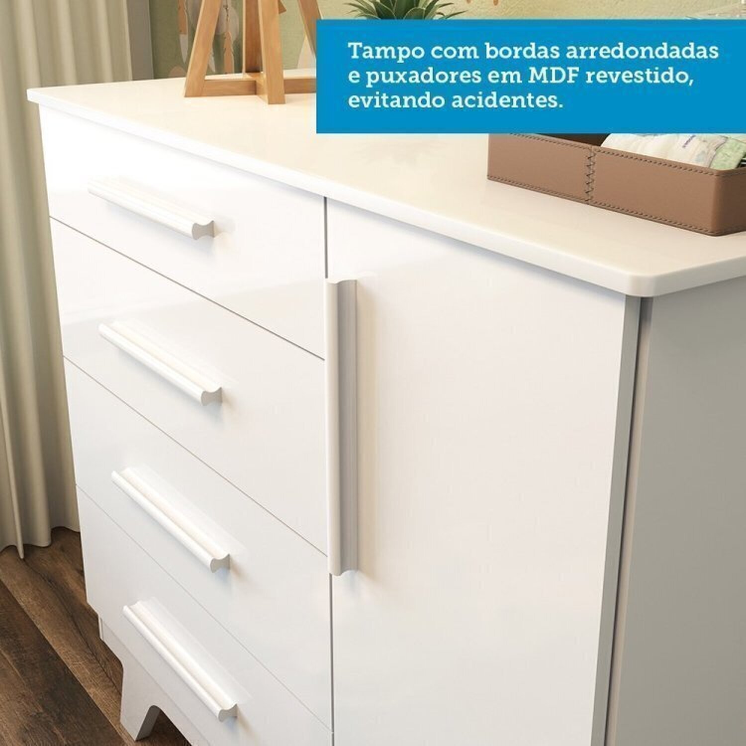 Quarto Infantil com Guarda Roupa 4 Portas e Cômoda 1 Porta Kakau Retrô 100% Mdf Espresso Móveis - 9