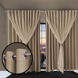 Cortina Blecaute para Sala e Quarto Bia 2,10 X 1,60 Bege - 3 Cortina Blecaute para Sala e Quarto Bia 2,10 X 1,60 Bege - 3
