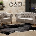 Ver imagem 1 de Sofá 2 e 1 Lugares Duquesa Decoração Sala Recepção Retrô Cinza Capuccino