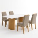 Ver imagem 2 de Conjunto de Sala de Jantar 4 Lugares Retangular 120x80cm MDF Cinamomo e Off White