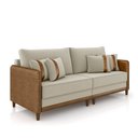 Ver imagem 5 de Sofá Montecarlo 2 Lugares 172cm Veludo/pu Bege/caramelo