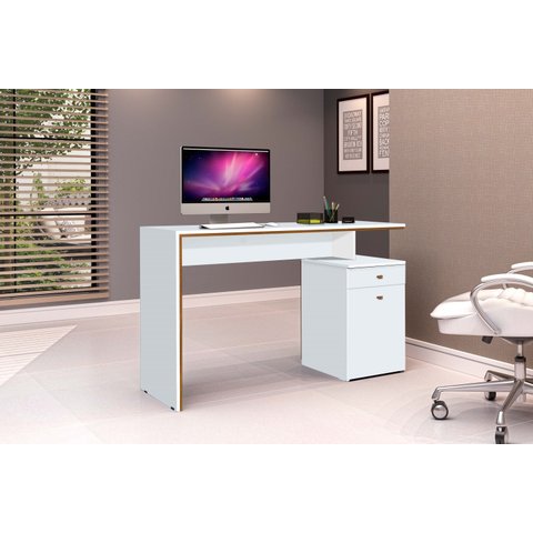 Mesa Office Escritório 1 Porta 1 Gaveta Branco - Rede Móveis