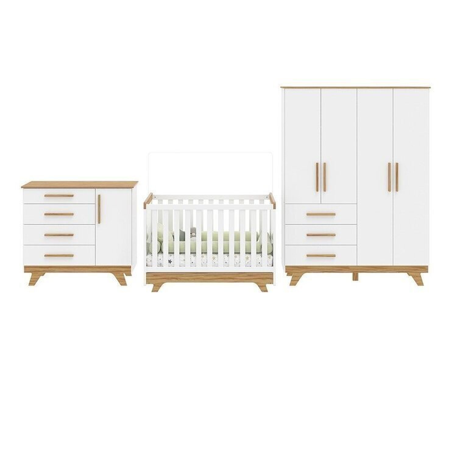 Quarto de Bebê Completo com Guarda Roupa Cômoda e Berço 100% Mdf Kakau Retrô Espresso Móveis - 2