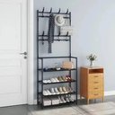 Ver imagem 2 de Estante 4 Prateleiras Guarda Roupa Sapateira Grande Organizador Cabideiro Portatil