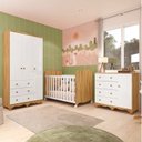 Ver imagem 1 de Quarto de Bebê Completo com Guarda Roupa 3 Portas Cômoda e Berço 100% Mdf Mimo Espresso Móveis