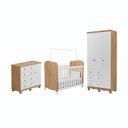 Ver imagem 2 de Quarto de Bebê Completo Berço, Cômoda e Guarda Roupa MDF Mimo Espresso Móveis Branco Brilho/Amêndoa