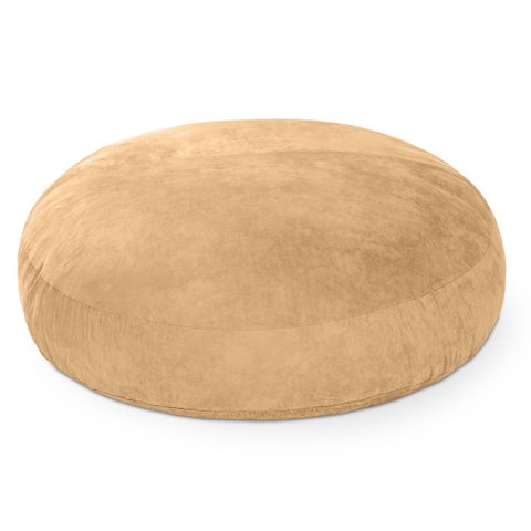 Puff Gigante Redondo 140x20 em Suede Bege com Enchimento