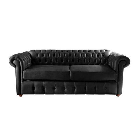 Conjunto c/ 2 Sofás Chesterfield Capitone Luis XV Vicenzo Couro Eco Preto 1,80M / Decoracao, sala tv
