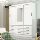 Ver imagem 2 de Guarda Roupa Sevilha 3 Portas 9 Gavetas com Espelho Carioca Moveis Branco