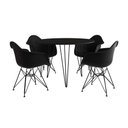 Ver imagem 6 de Mesa Jantar Redonda 110Cm Preta Clips 3 Pés Com 4 Poltronas Pretas Ferro Preto - Cor: Preto