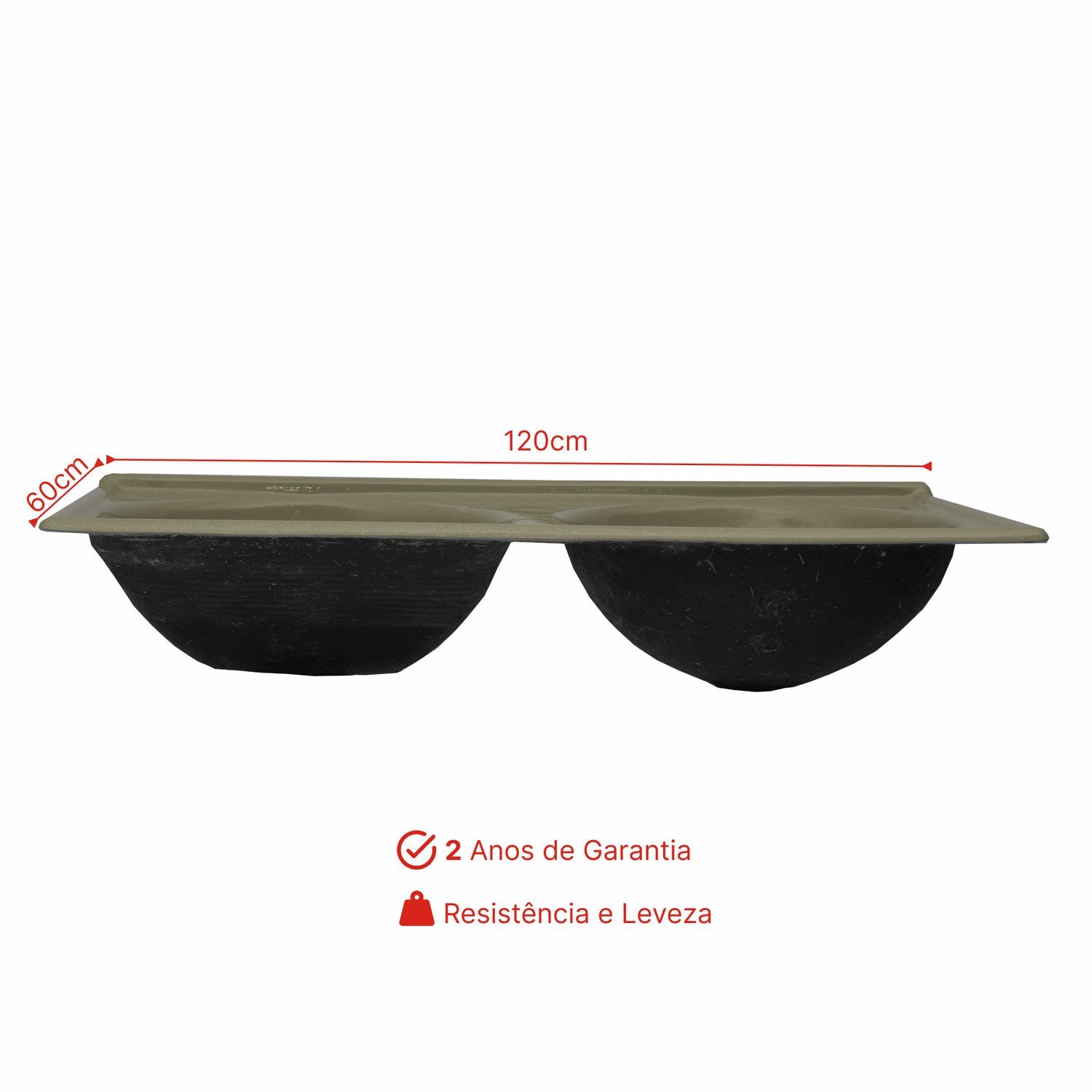 Tanque Duplo em Mármofibra 120cmx60cm DVG Decoralita - 3