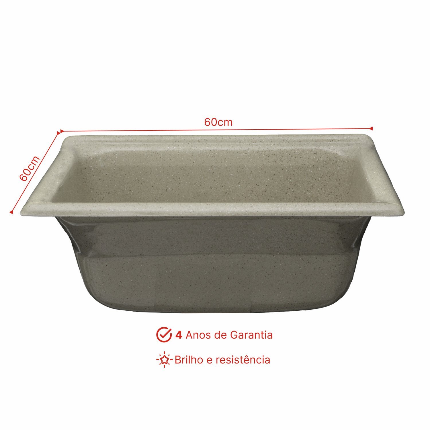 Tanque Simples em Mármofibra 60cmx60cm 48 Litros DVG Decoralita - 3