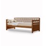 Sofá Cama Solteiro Verona Mona Castanho Estofado Capitonê Veludo Bege - 1