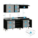 Ver imagem 5 de Armário de Cozinha Compacta Modulada 200cm 4 Peças Milão Menu Móveis Preto