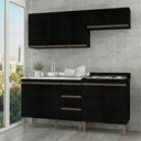 Ver imagem 1 de Armário de Cozinha Compacta Modulada 200cm 4 Peças Milão Menu Móveis Preto