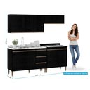 Ver imagem 3 de Armário de Cozinha Compacta Modulada 200cm 4 Peças Milão Menu Móveis Preto