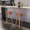 Ver imagem 1 de Kit 2 Banquetas Media Paris 60cm Pé Madeira Bar Cozinha Espaco Gourmet Couro PU Cafe