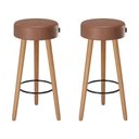 Ver imagem 2 de Kit 2 Banquetas Media Paris 60cm Pé Madeira Bar Cozinha Espaco Gourmet Couro PU Cafe