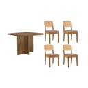 Ver imagem 1 de Conjunto: Mesa de Cozinha Berlim C/ Tampo Madeirado Canto Curvo 90x90cm e 4 Cadeiras Havana Premium