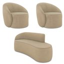 Ver imagem 1 de Sofá 4 Lugares Orgânico 220cm Morgan e 2 Poltronas Lua Suede Marrom Rato D03 - D’Rossi