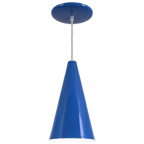 Pendente Cone Luminária Lustre Alumínio Azul Royal