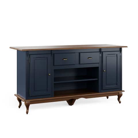 Mesa Ilha Hannover 1,76m - 60710 Mmj-lz Lz-azul Petróleo/imbuia