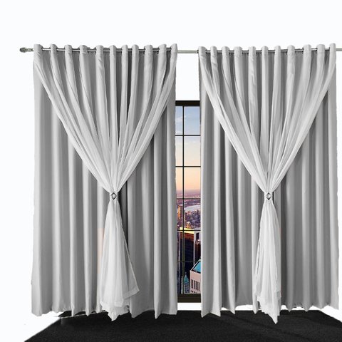 Cortina para Quarto e Sala Blecaute Bia 4,80 X 2,30 Branco