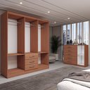 Ver imagem 5 de Guarda-roupa Casal Eliza 6 Portas 3 Gavetas com Cômoda 1 Porta 5 Gavetas Cinamomo - Panorama Móveis