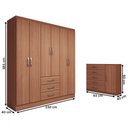 Ver imagem 4 de Guarda-roupa Casal Eliza 6 Portas 3 Gavetas com Cômoda 1 Porta 5 Gavetas Cinamomo - Panorama Móveis